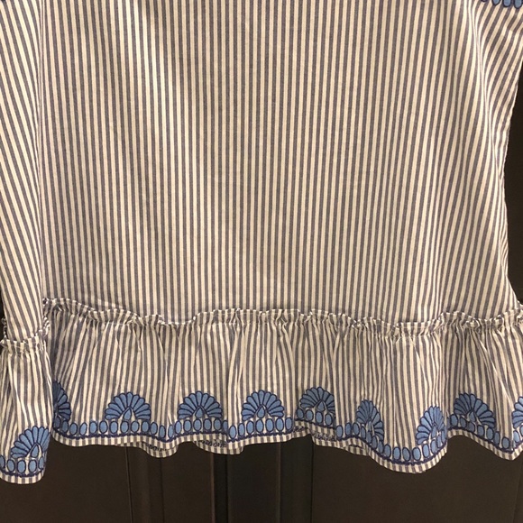 Vineyard Vines Striped Embroidered Peplum Top - Picture 5 of 8